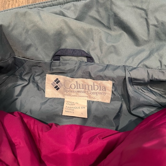 Columbia Mens L Powder Keg 3 in 1 Navy Blue Green Purple Lined Jacket Coat - Picture 14 of 16